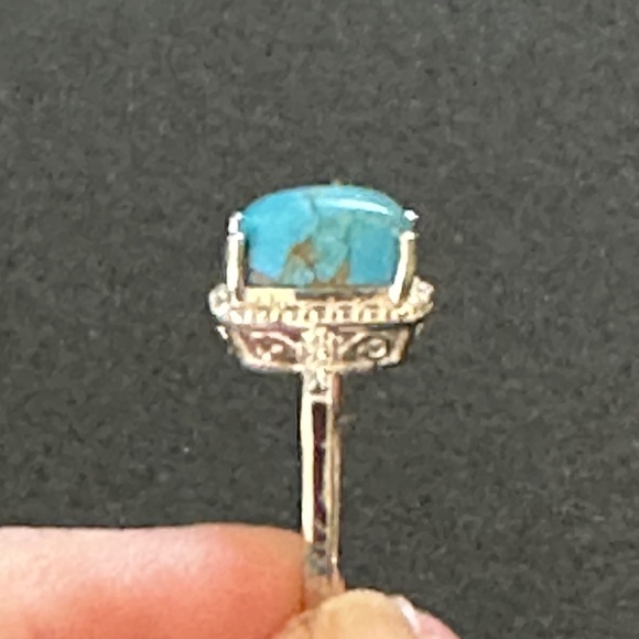 925 Sterling silver ring rectangular Mojave Blue Turquoise NWOT - Picture 9 of 15